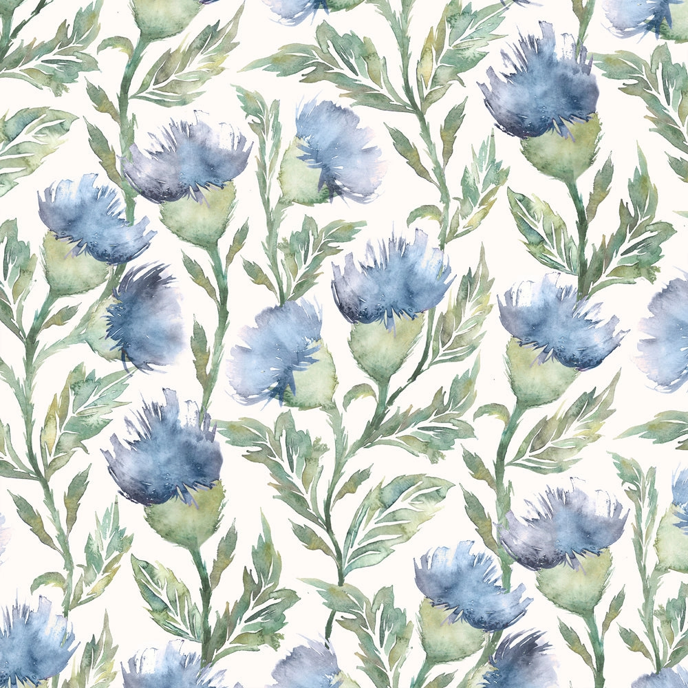 Ettrick Printed Made to Measure Curtains Bluebell Cream