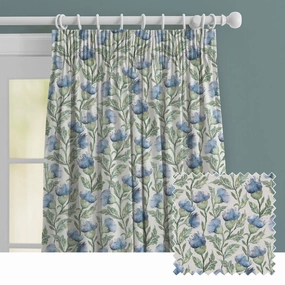 Ettrick Printed Made to Measure Curtains Bluebell Cream patterned fashion rug  