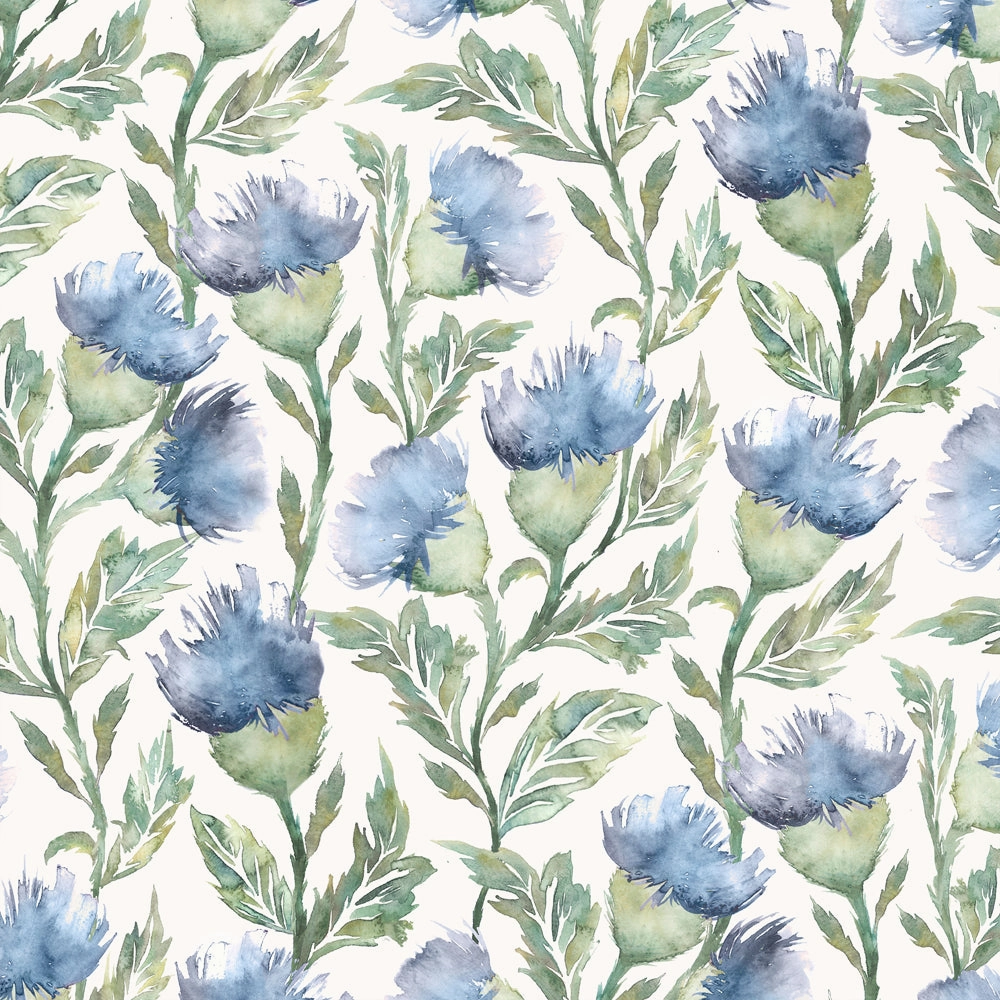 Ettrick Printed Made to Measure Curtains Bluebell Cream
