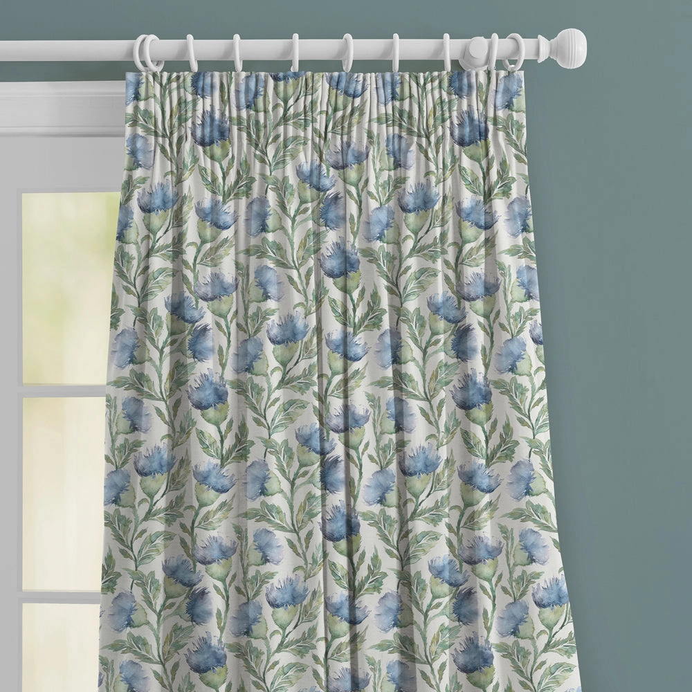 Ettrick Printed Made to Measure Curtains Bluebell Cream