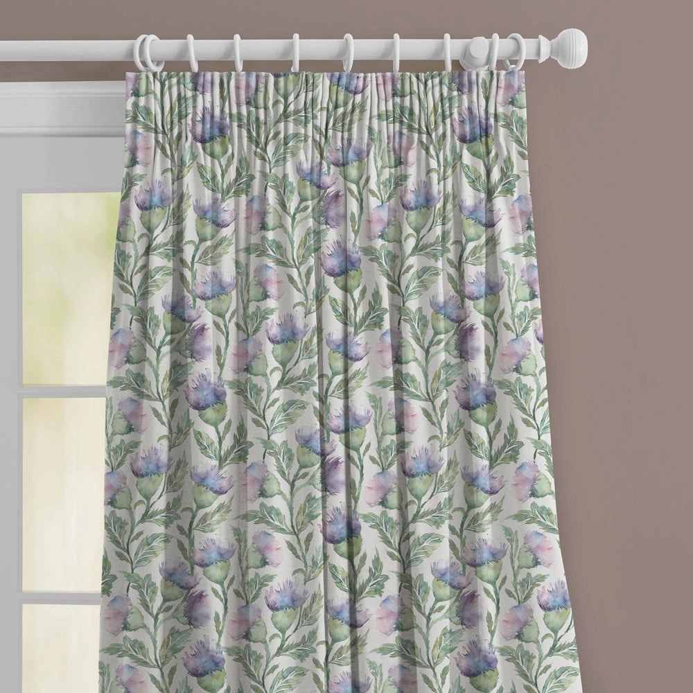Ettrick Printed Made to Measure Curtains Heather Cream