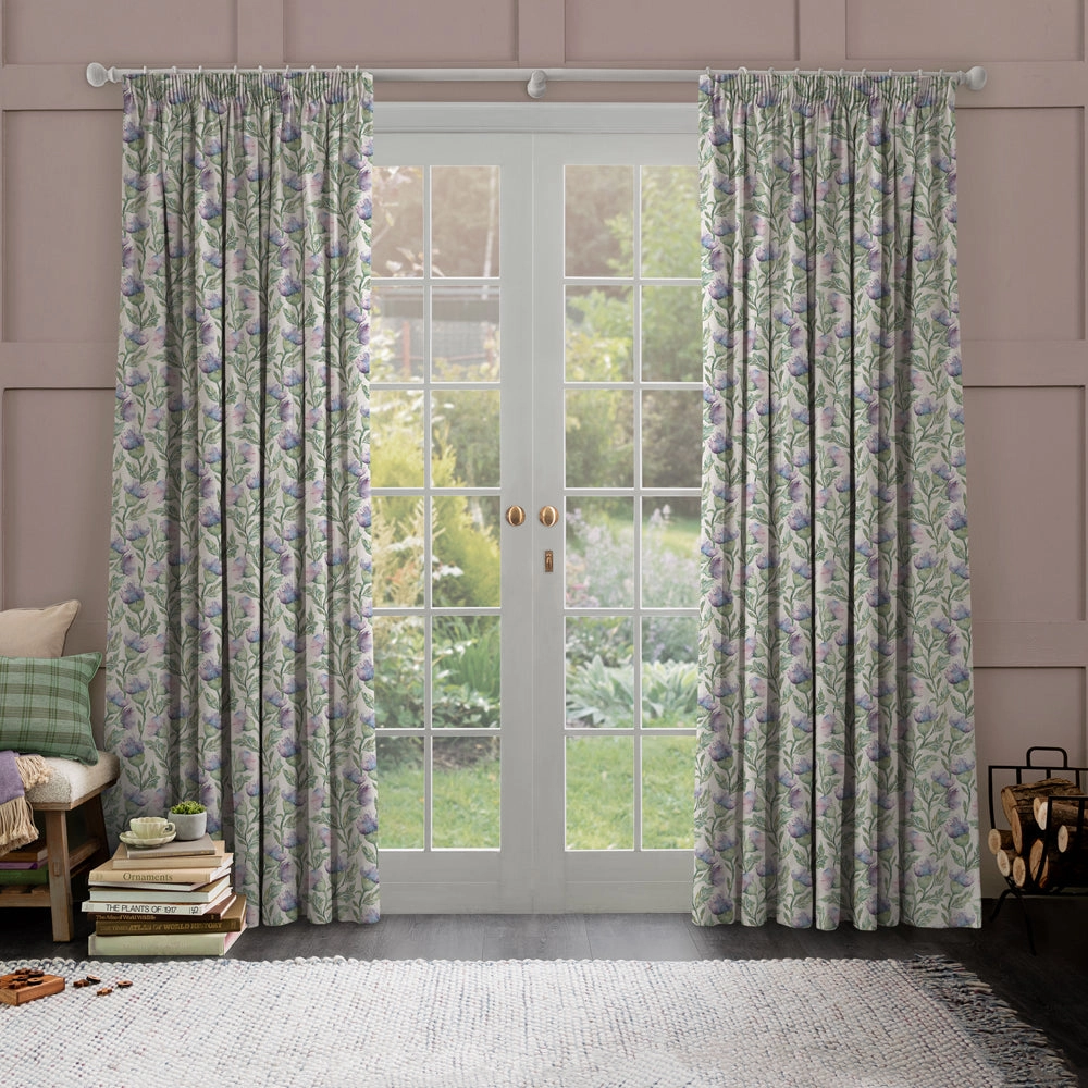 Ettrick Printed Made to Measure Curtains Heather Cream