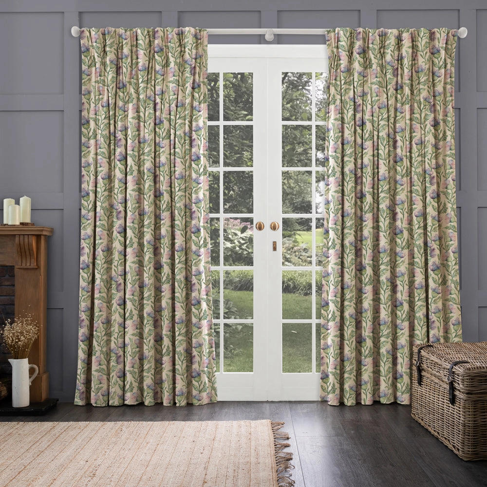 Ettrick Printed Made to Measure Curtains Heather