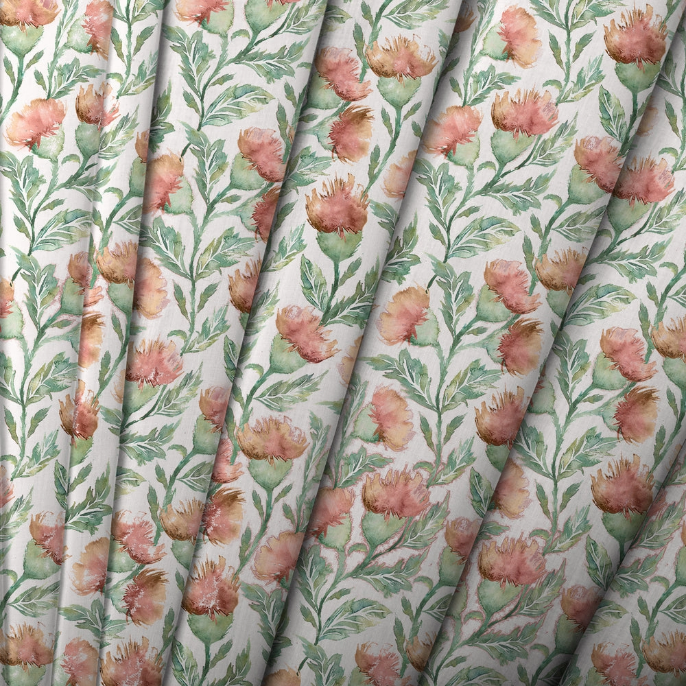 Ettrick Printed Made to Measure Curtains Rust Cream