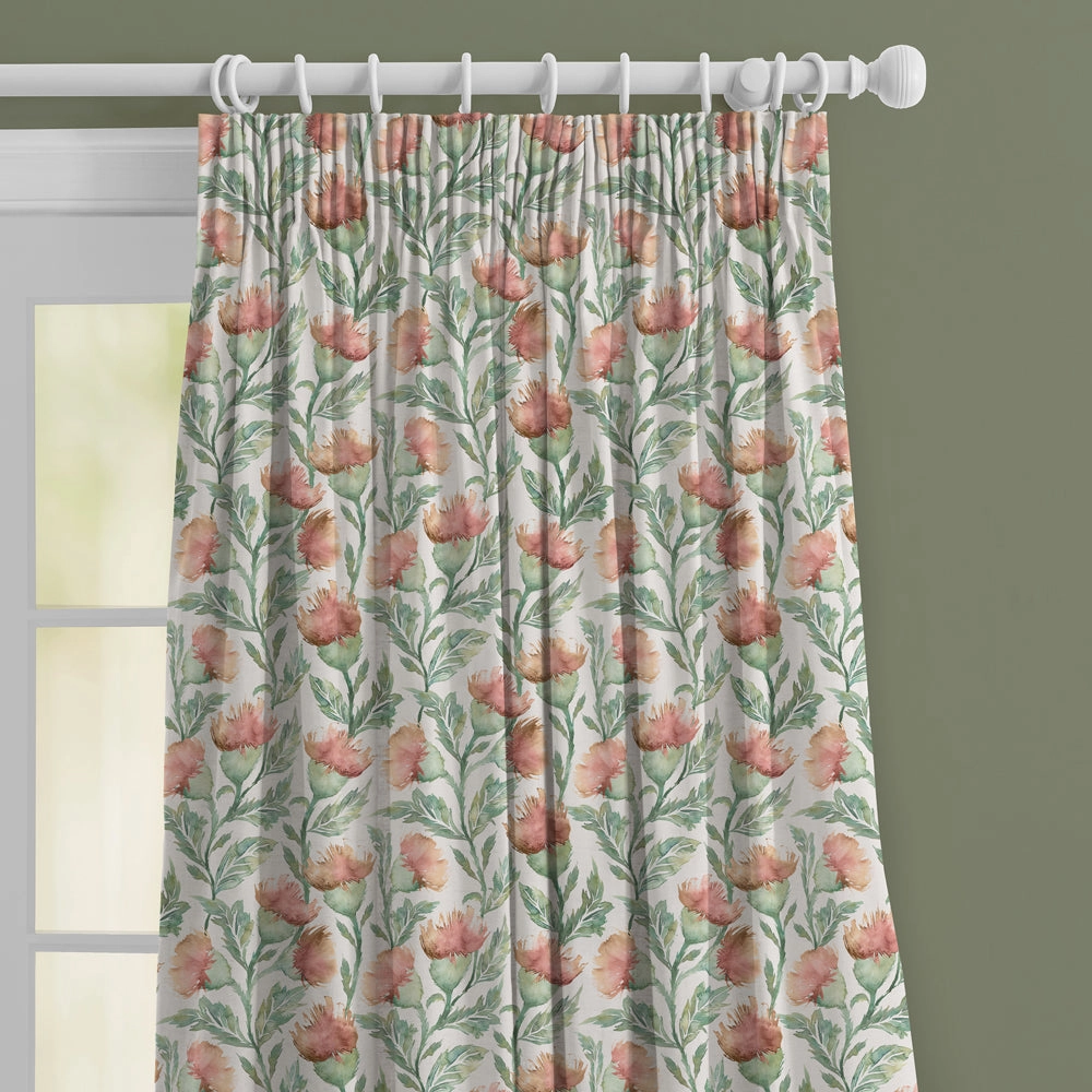 Ettrick Printed Made to Measure Curtains Rust Cream