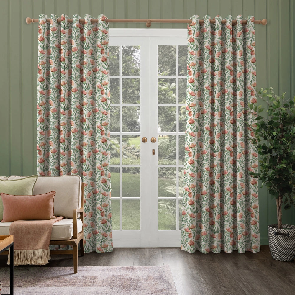 Ettrick Printed Made to Measure Curtains Rust Cream