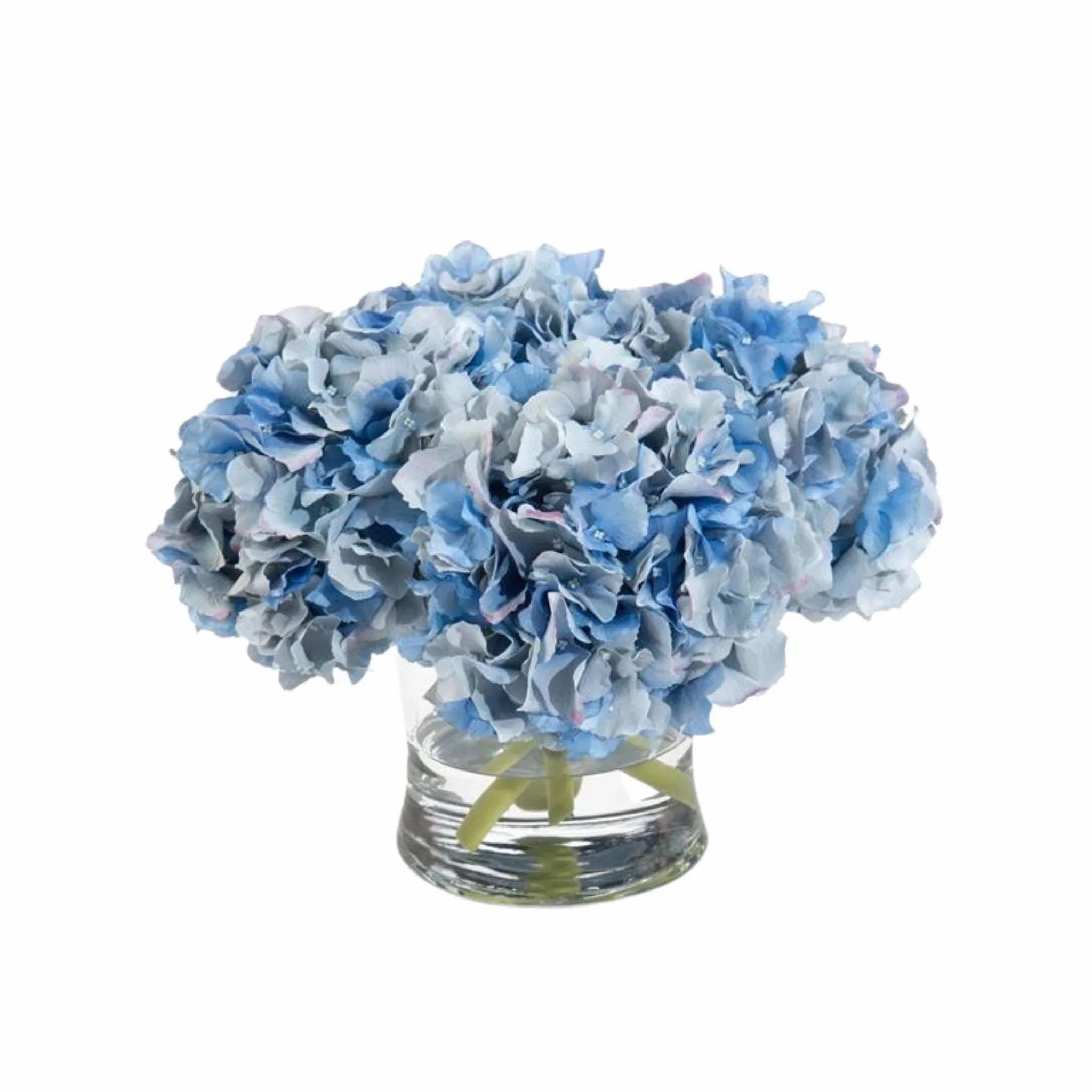 Evening Blue Hydrangeas in Glass Bowl home display ornament