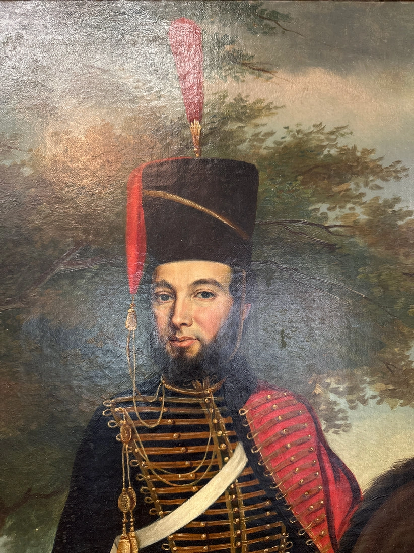 FABULOUS FRAMED OIL PAINTING OF A GENERAL ON HORSE BACK