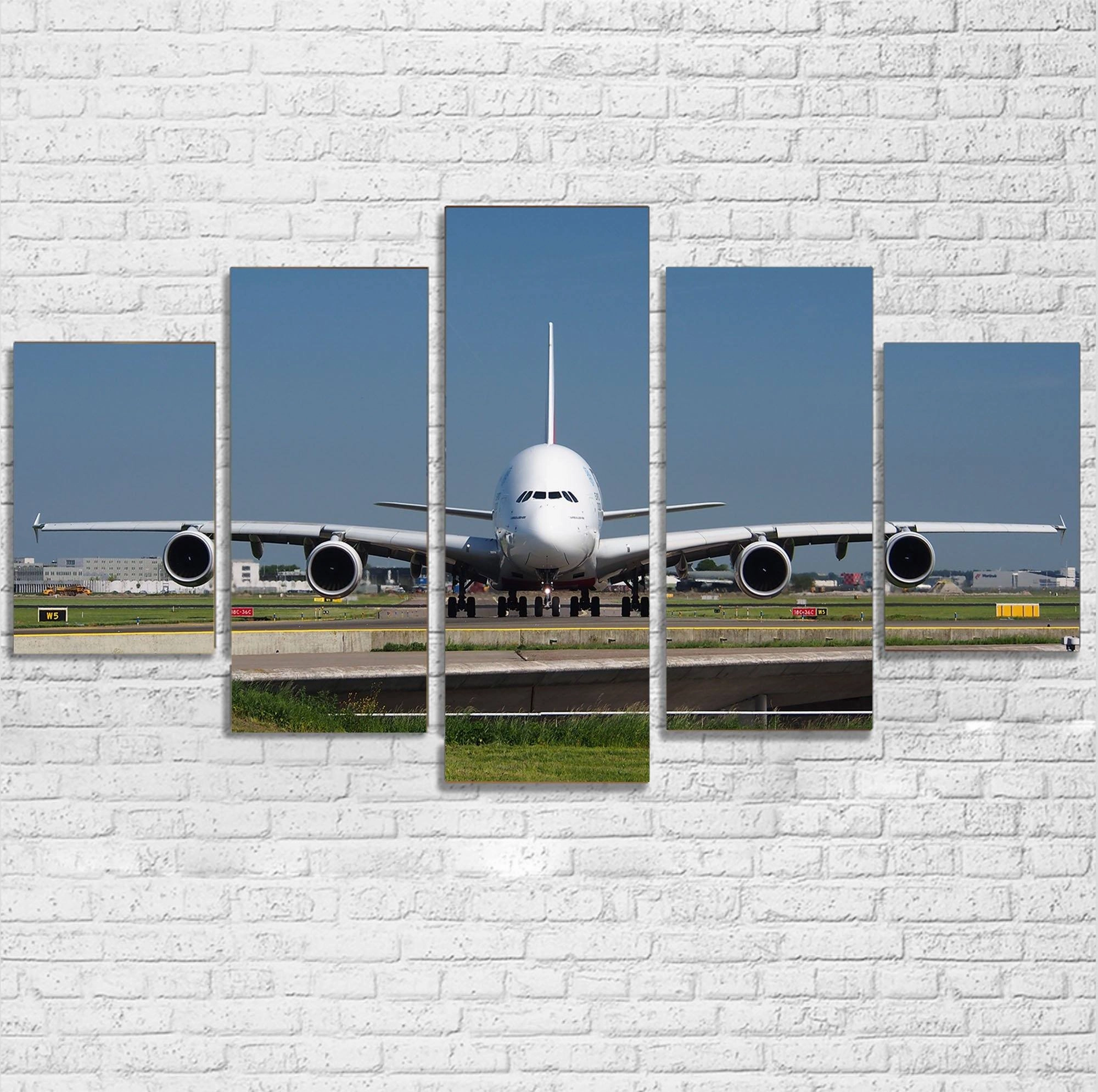 Face to Face with Airbus A380 Printed Multiple Canvas Poster canvas mural art