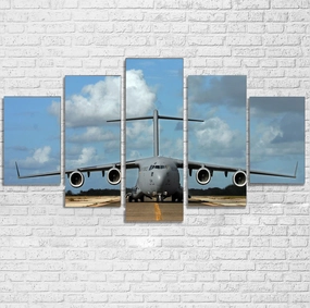 Face to Face with Military Cargo Airplane Printed Multiple Canvas Poster canvas mural art
