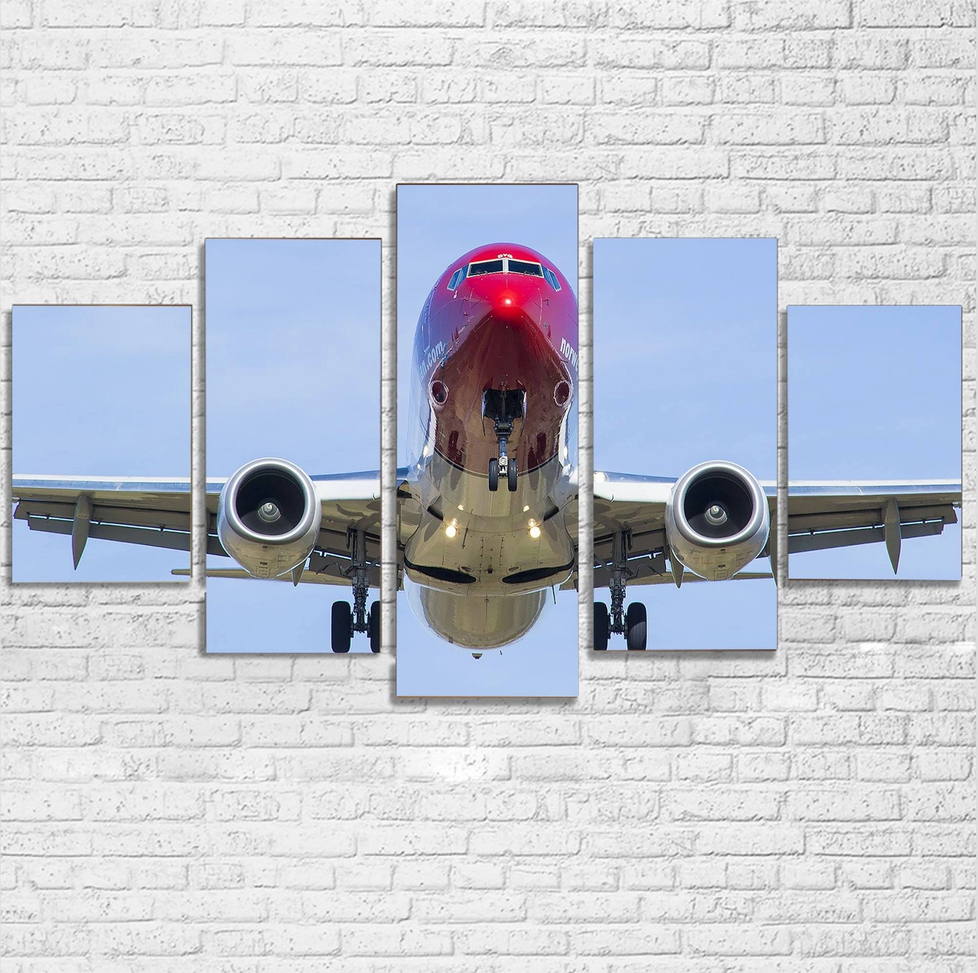 Face to Face with Norwegian Boeing 737 Printed Multiple Canvas Poster canvas mural art
