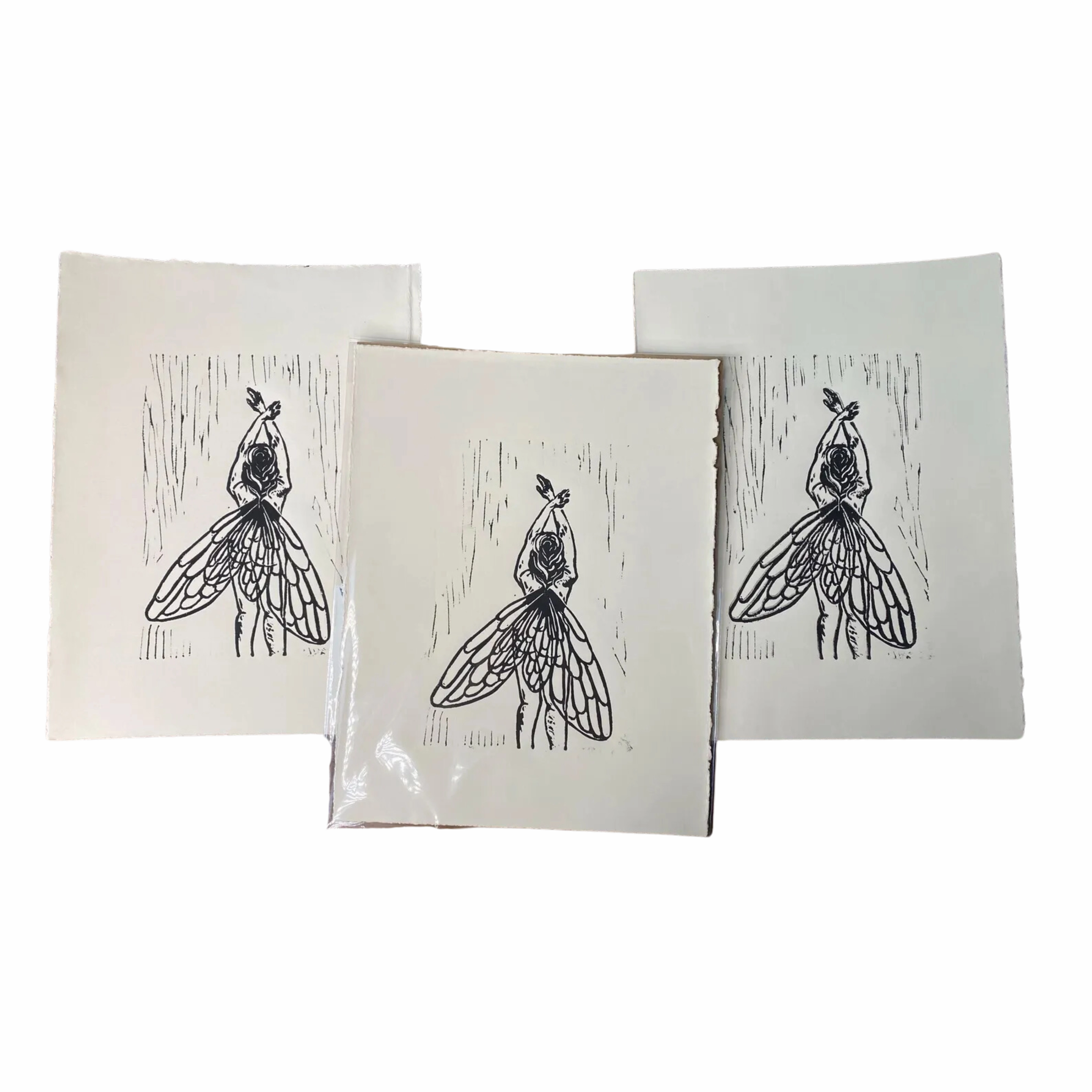 Fairy Lady Linocut Print framed wall decor