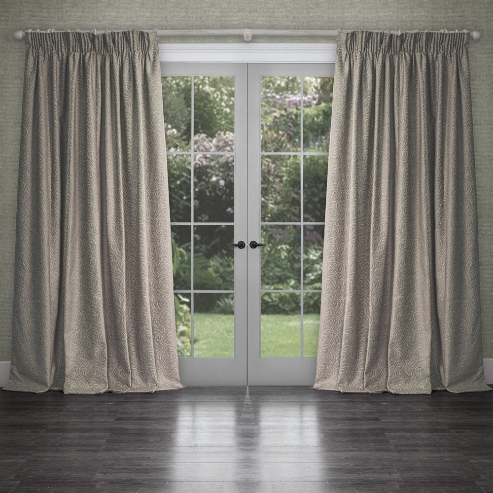 Farley Woven Chenille Pencil Pleat Curtains Biscuit