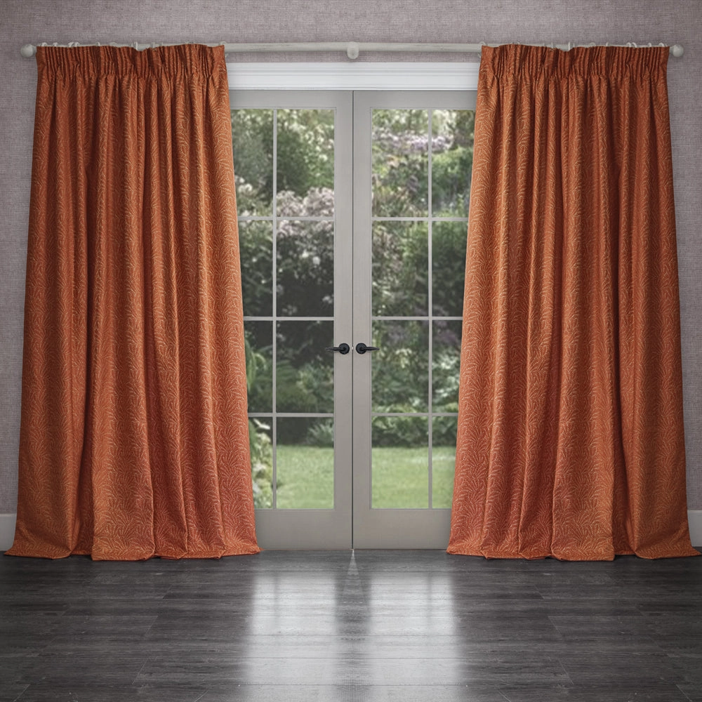 Farley Woven Chenille Pencil Pleat Curtains Rust
