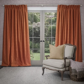 Farley Woven Chenille Pencil Pleat Curtains Rust patterned fashion rug  