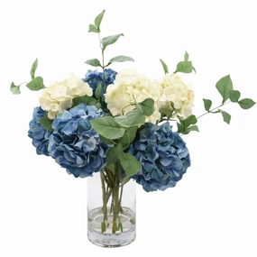 Faux Blue & White Hydrangeas Arrangement home display ornament