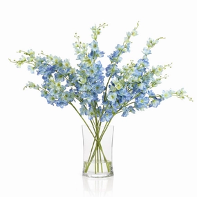 Faux Blue Skies Delphiniums in Narrow Vase home display ornament