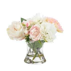 Faux Blush Peonies in Glass Vase home display ornament