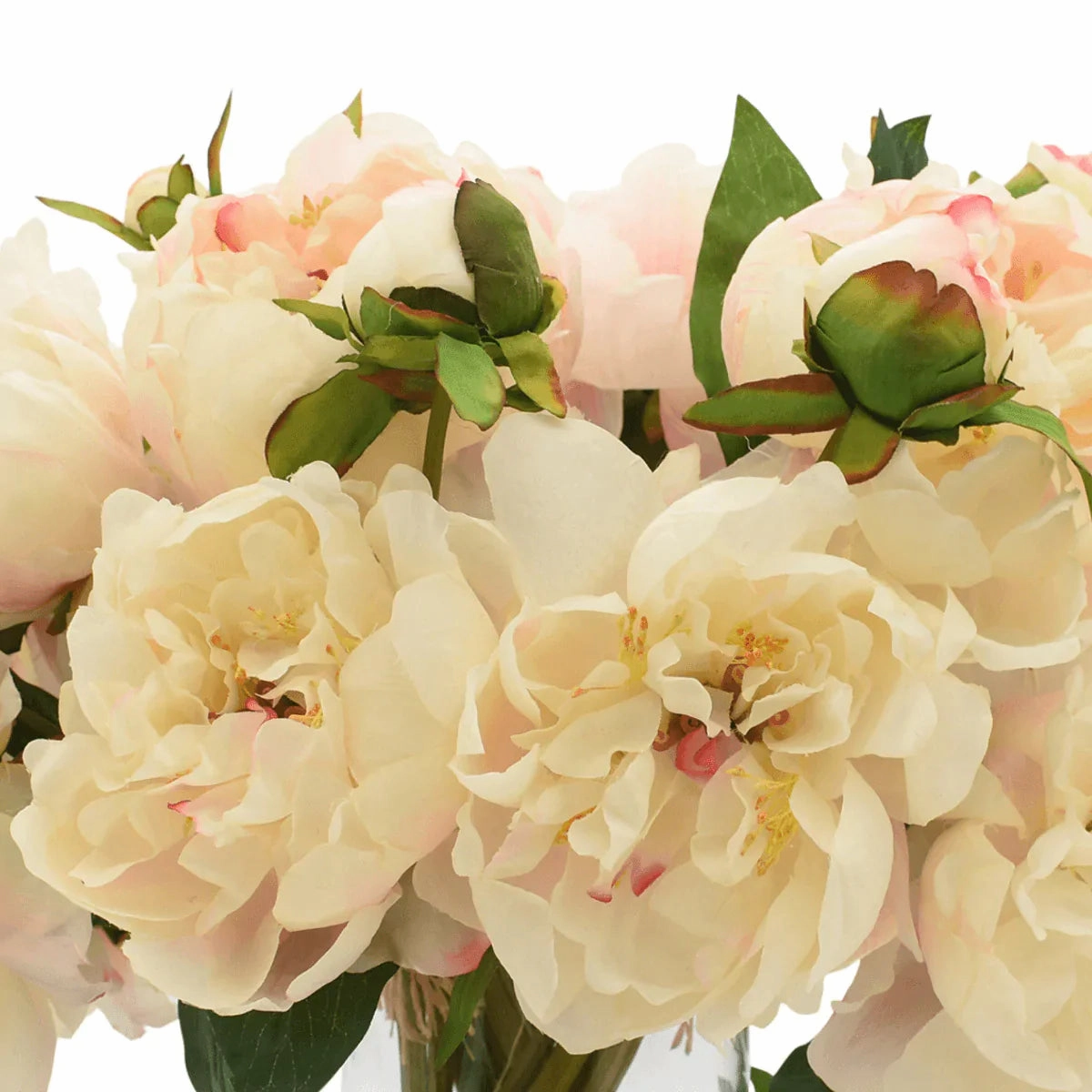 Faux Blush Pink Peony Floral Arrangement In Glass Vase
