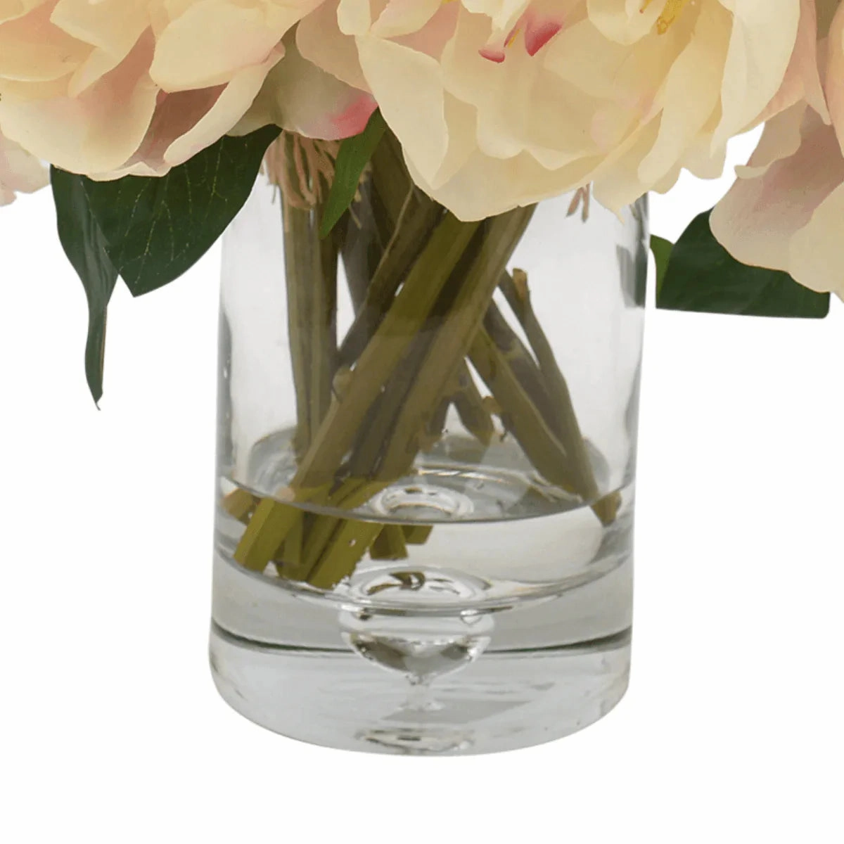 Faux Blush Pink Peony Floral Arrangement In Glass Vase