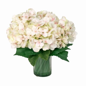 Faux Crisp White Hydrangea in Glass Container home display ornament