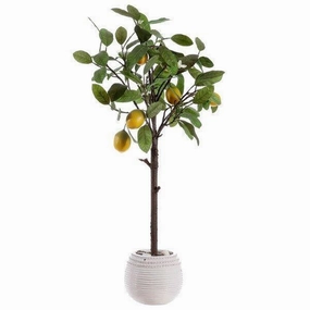 Faux Lemon Tree in White Ceramic Pot home display ornament