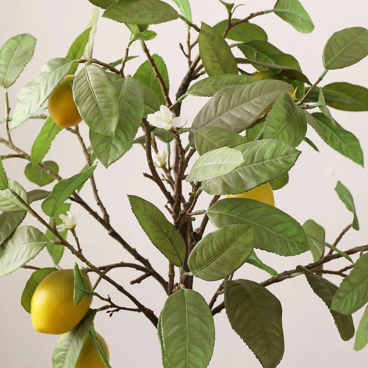 Faux Lemon Tree in White Ceramic Pot