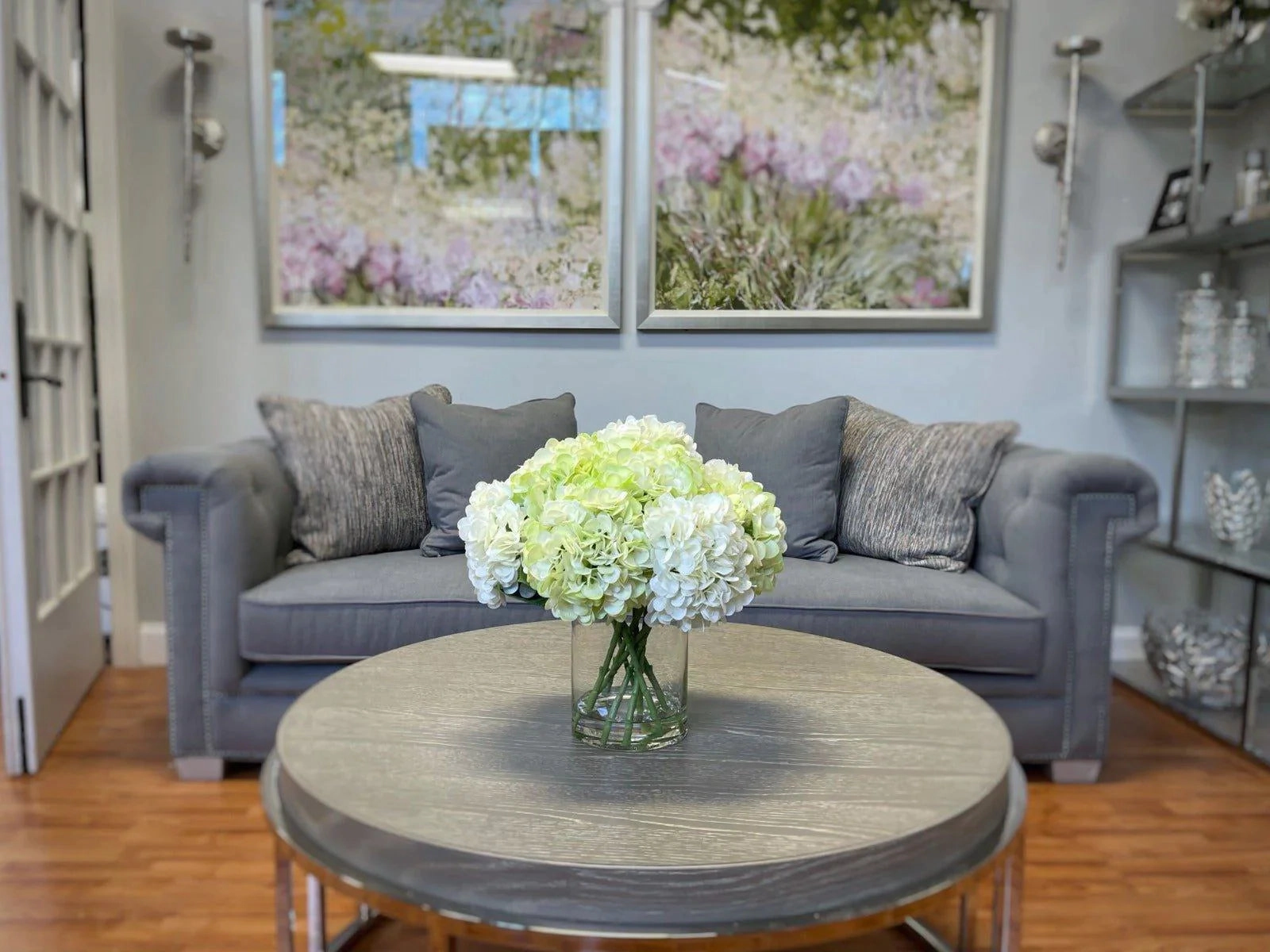 Faux Light Green & Cream Hydrangeas