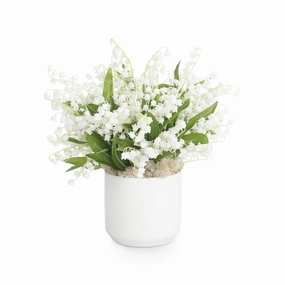Faux Lily of the Valley in White Pot home display ornament