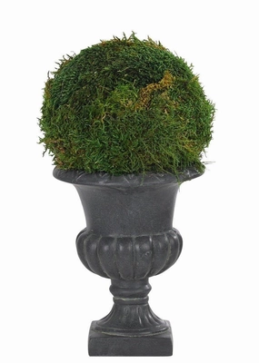 Faux Moss Ball in Pedestal Urn home display ornament