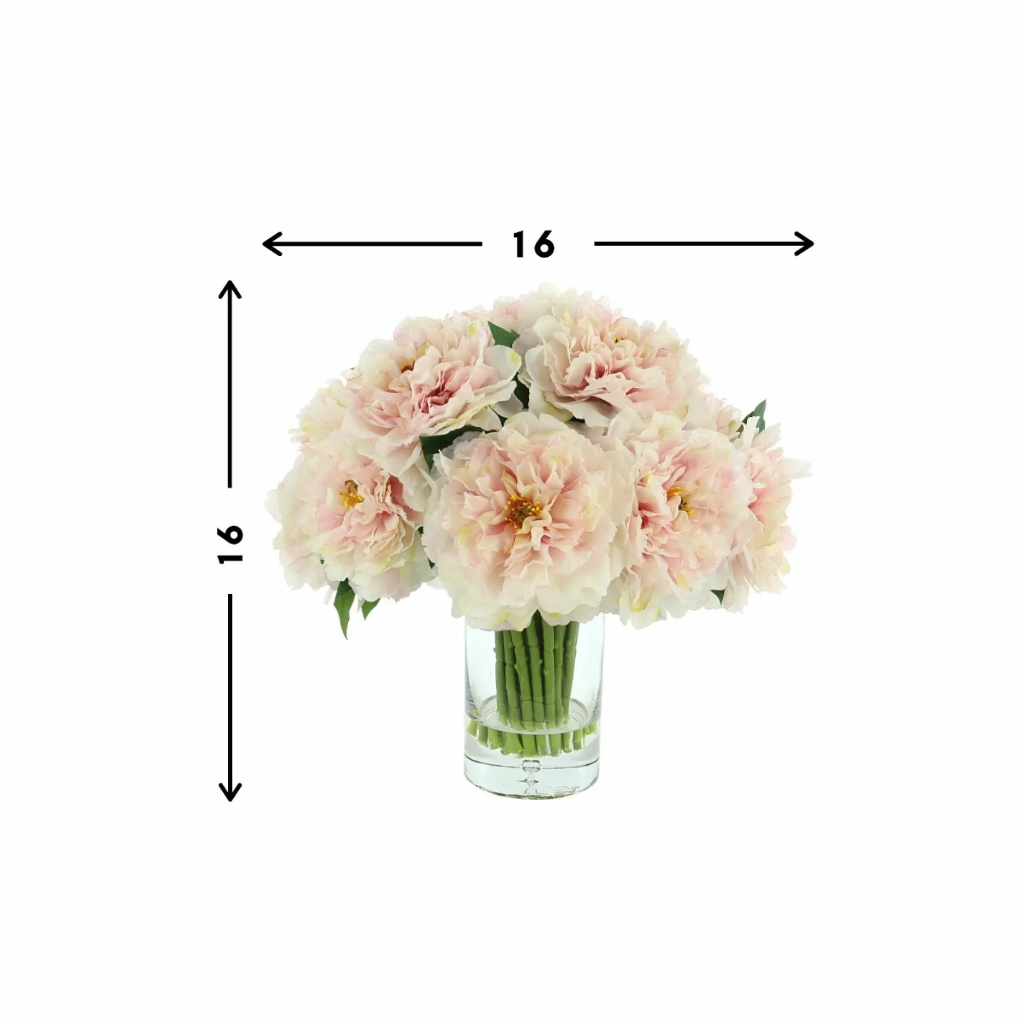 Faux Peony Bunch in a Glass Vase with Bubble