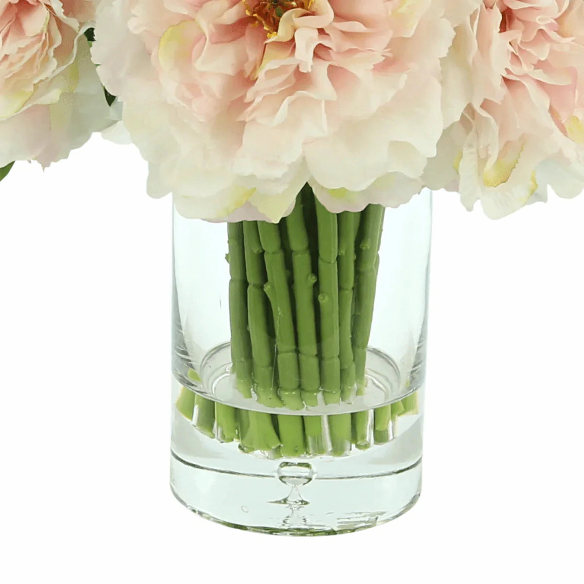 Faux Peony Bunch in a Glass Vase with Bubble