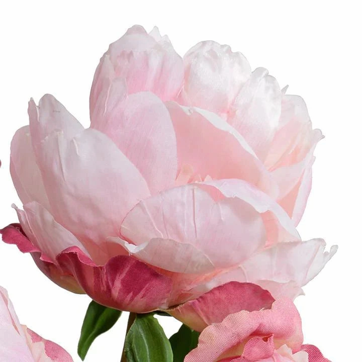 Faux Pink Peony Cutting in Blue & White Porcelain Dish