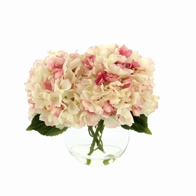 Faux Pink Tipped Hydrangea Floral Arrangement home display ornament