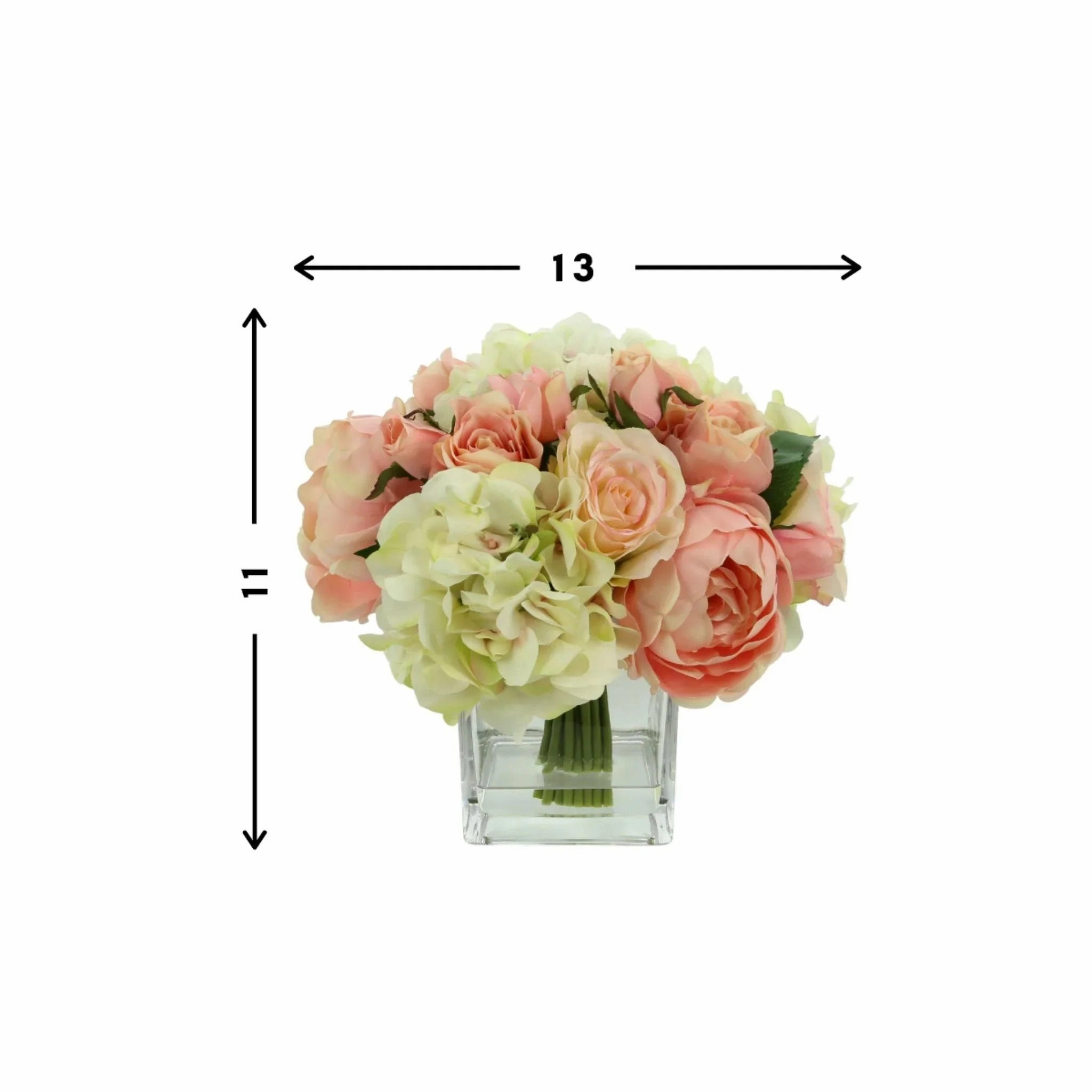 Faux Rose, Peony & Hydrangea Arrangement