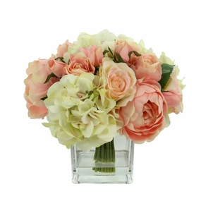 Faux Rose, Peony & Hydrangea Arrangement home display ornament