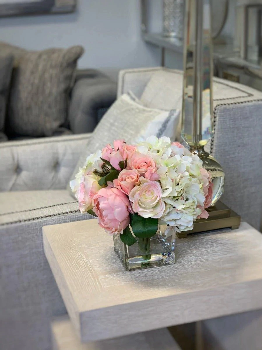 Faux Rose, Peony & Hydrangea Arrangement
