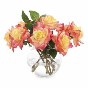 Faux Roses in Large Bowl home display ornament