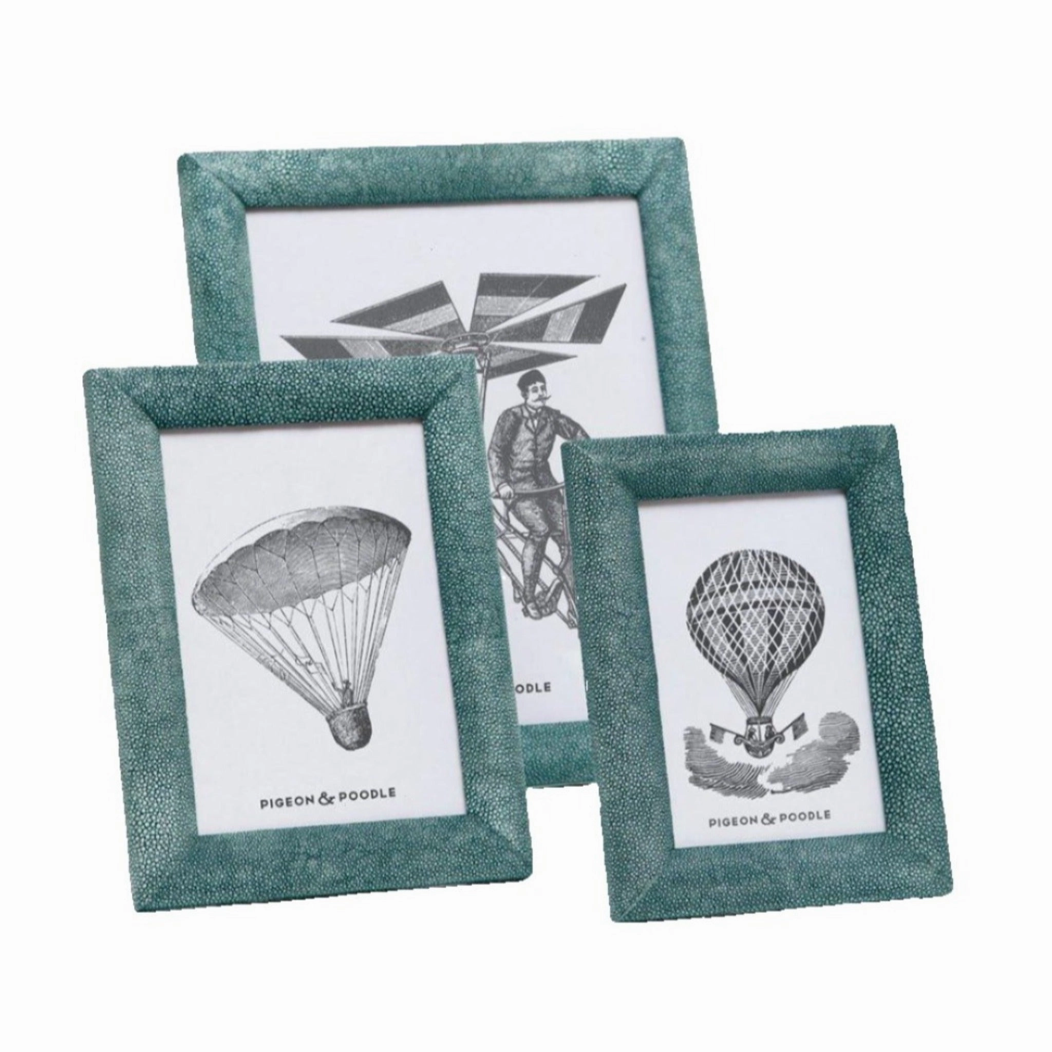 Faux Shagreen Oxford Frame in Turquoise home display ornament