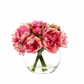 Faux Vibrant Pink Peony Floral Arrangement home display ornament