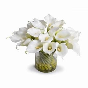 Faux White Calla Lily Arrangement in Glass home display ornament