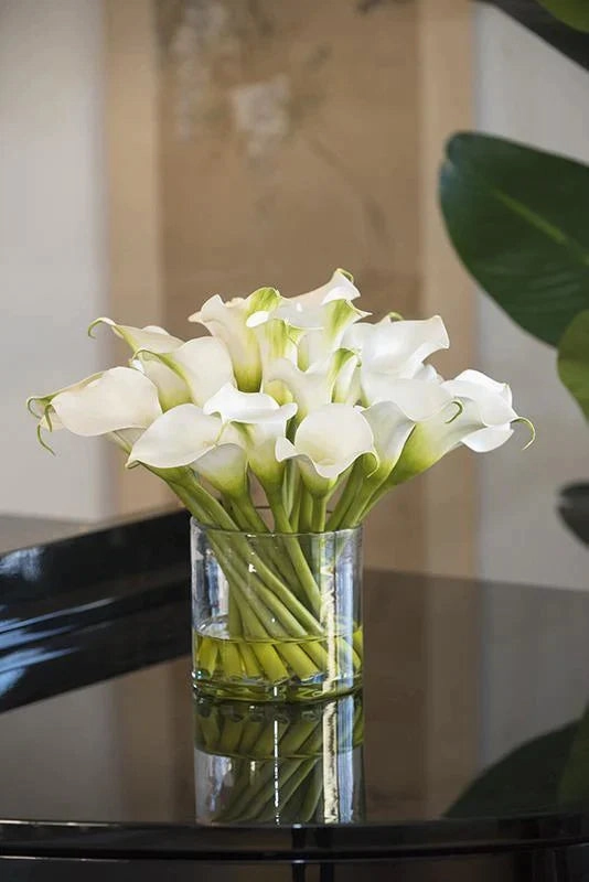 Faux White Calla Lily Arrangement in Glass