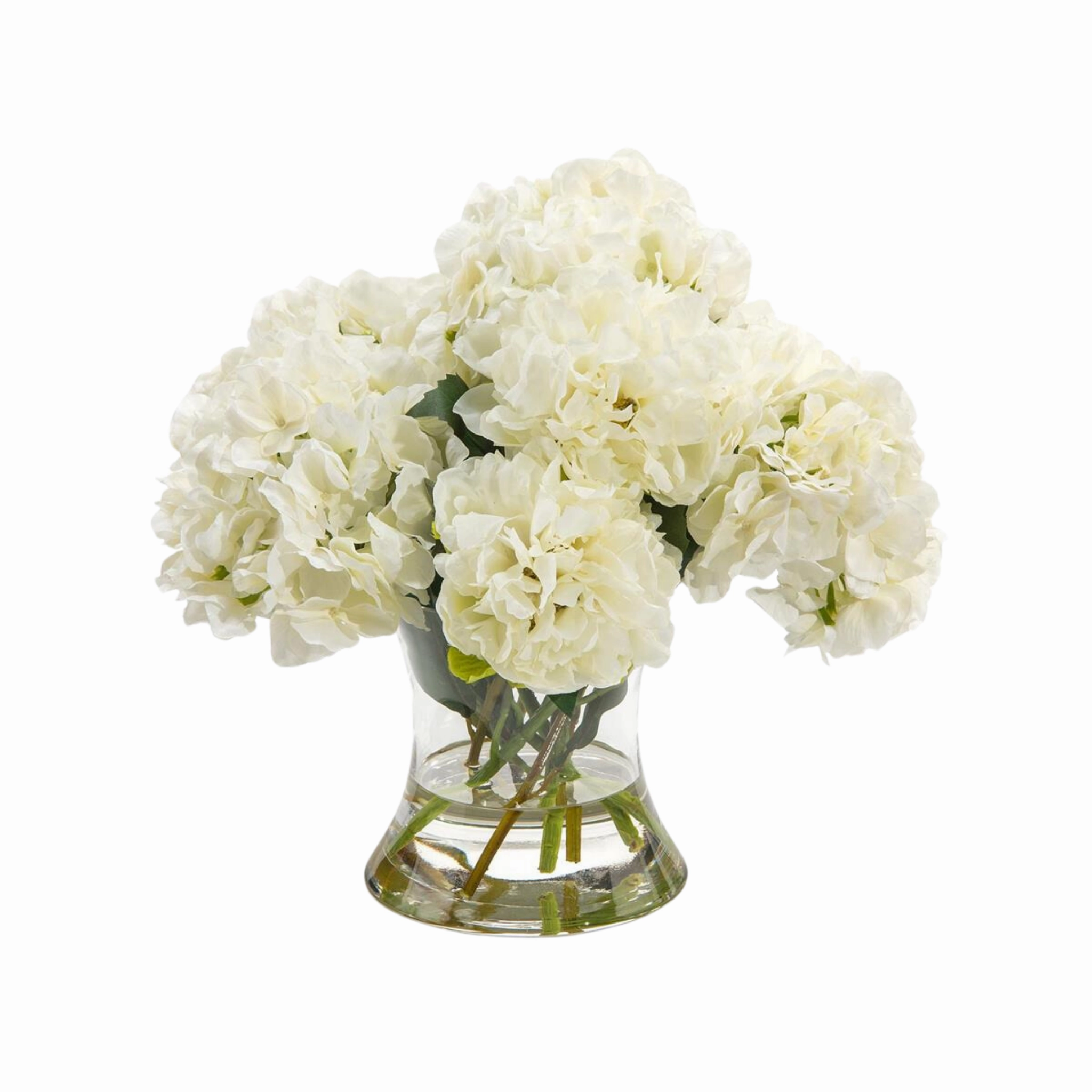 Faux White Hydrangeas in Concave Vase home display ornament