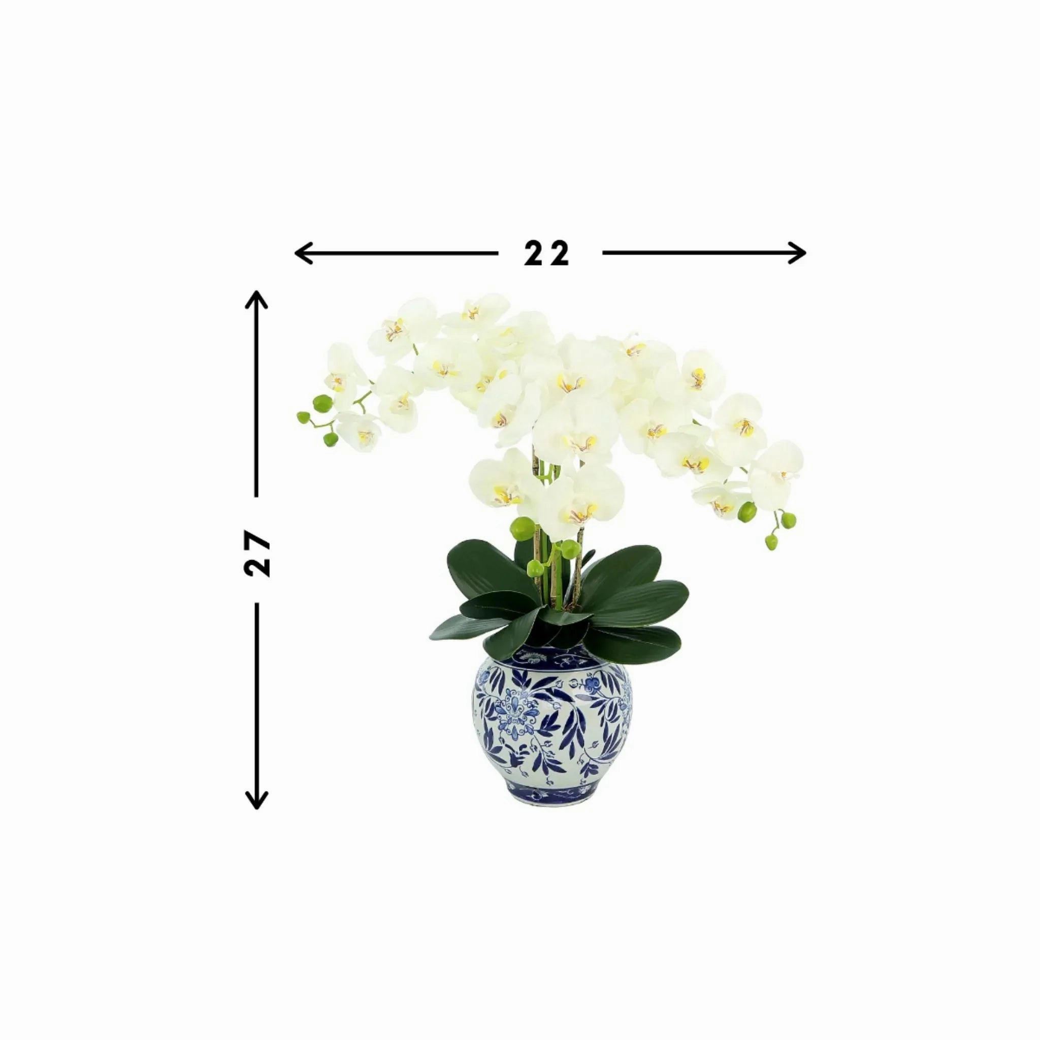 Faux White Orchids Floral in Ceramic Vase