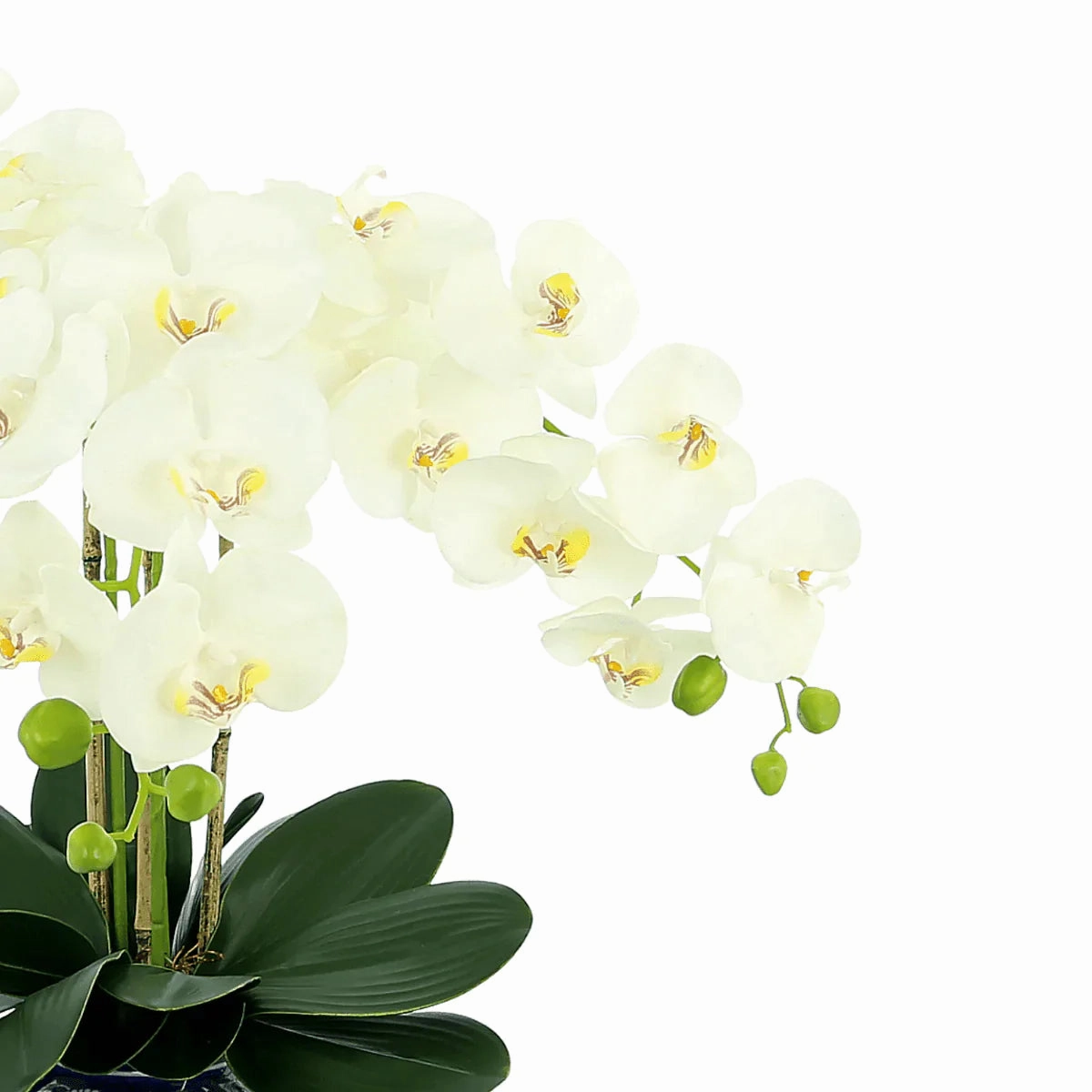 Faux White Orchids Floral in Ceramic Vase