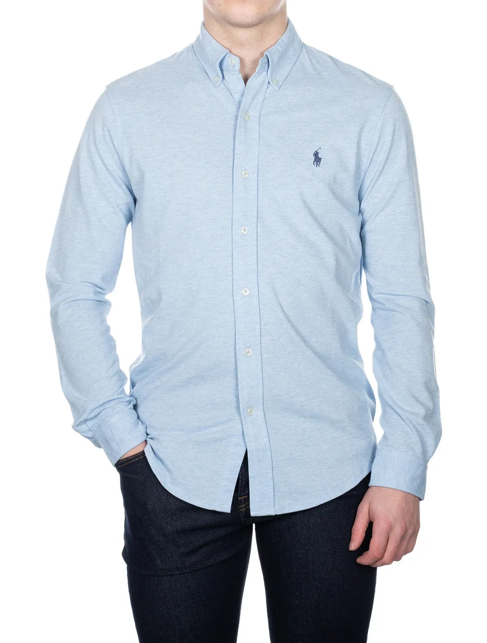 Leichtes Langarmshirt aus Mesh in Blau