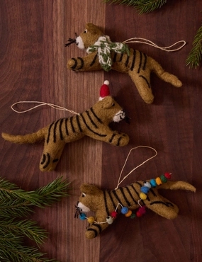 Felt Tiger Trio Ornaments (Set of 3) by Sarah Sherman Samuel decorative tabletop item