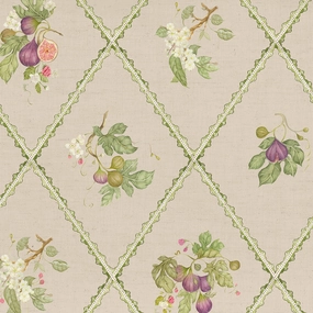 Fig Trellis Printed Cotton Fabric Taupe elegant table cloth  