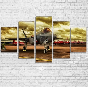 Fighter Jet 35 at Airbase Printed Multiple Canvas Poster canvas mural art