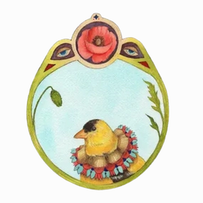 Finch of Poppies Art Print framed wall decor